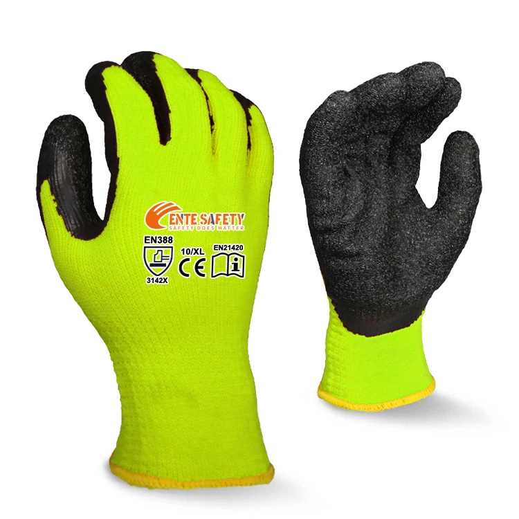 ENTE SAFETY en388 safety working latex protection gloves suppliers winter safety work gloves