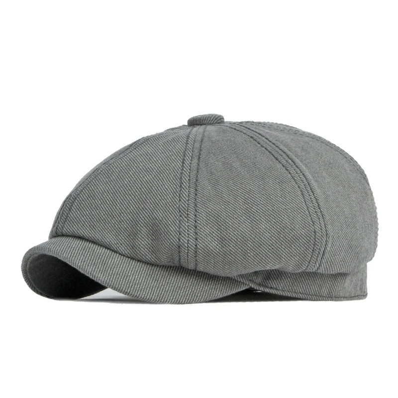 Black British Retro Octagonal French Designer  Men Cashmere Custom Embroidery Newsboy Beret Hat for Men