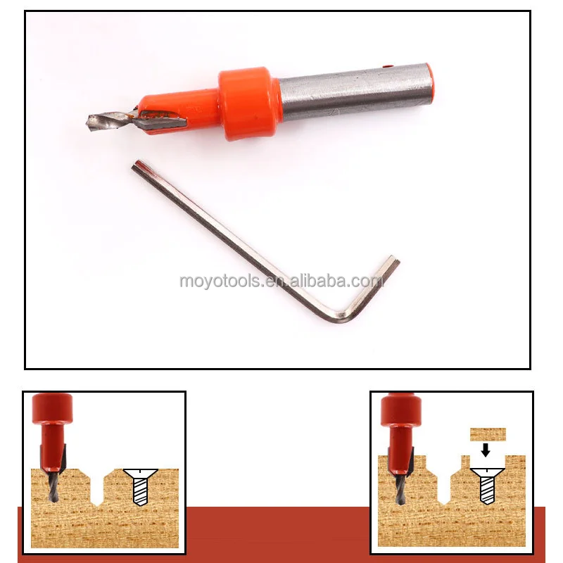 Countersink Drill Bit Set HSS Countersink Screw Countersunk Step Hole Screw 8MM Shank Diameter 8-10mm Woodworking Router Bit