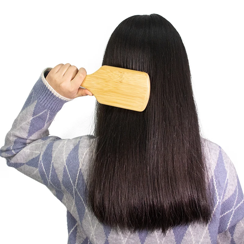 Customized LOGO Natural Bamboo Wood Hair Comb Styling Curly Paddle Bamboo Hair Brush for Home Use Common Comb Set