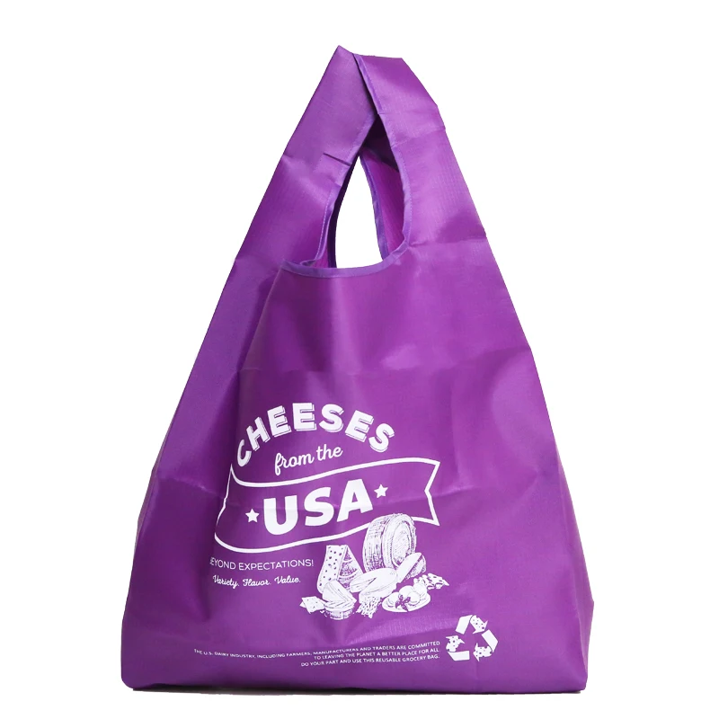 
Wholesale Custom Promotional Recycle Market Eco Friendly Reusable Grocery Tote Polyester Foldable Shopping Bag For Gift 
