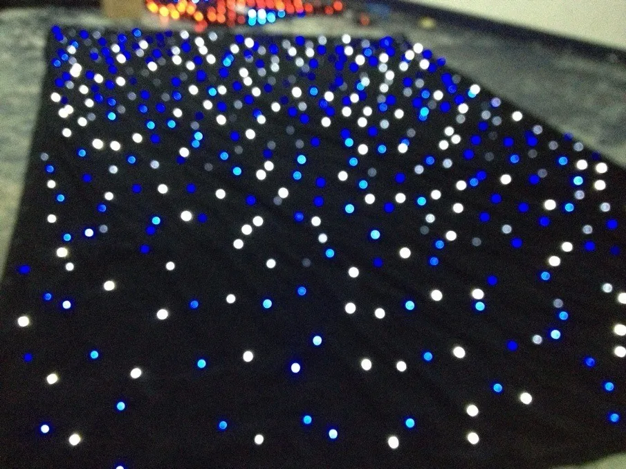 Backdrop Starlit LED Wedding Cloth Stage Lights Blue and White LED Star Curtain for Church