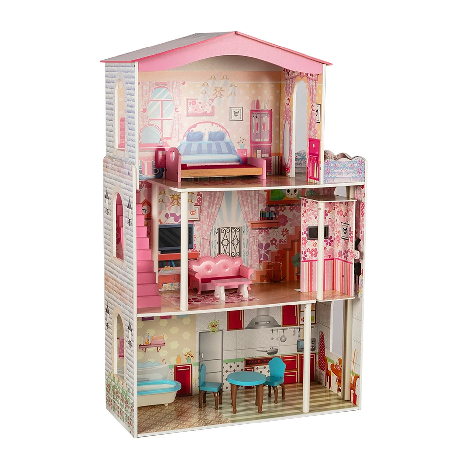 Wholesale Educational Furnitures Kids Wood Wooden Doll House for Girls