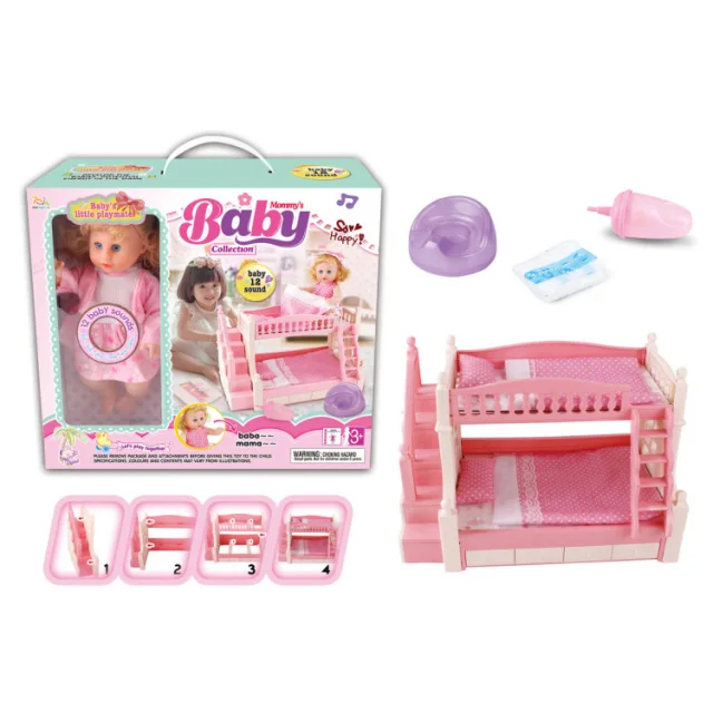 Hot Sale Girl Toy Pretend Play Bed Set Baby Doll Crib | Juguetes Baratos De China
