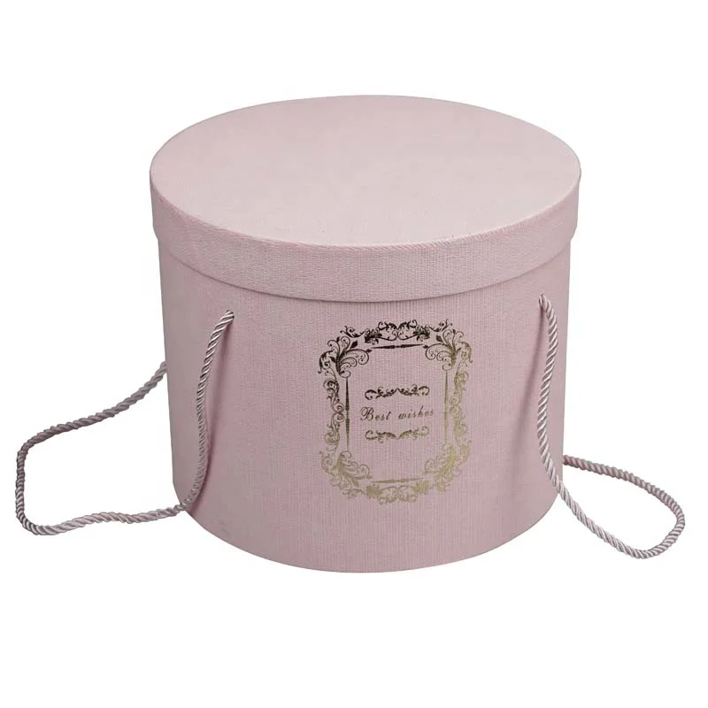 Fancy Flower Packaging Rigid Black Paper Box Cylindrical Cardboard Round Extra Large Rose Flower Bouquet Paper Box with Handle