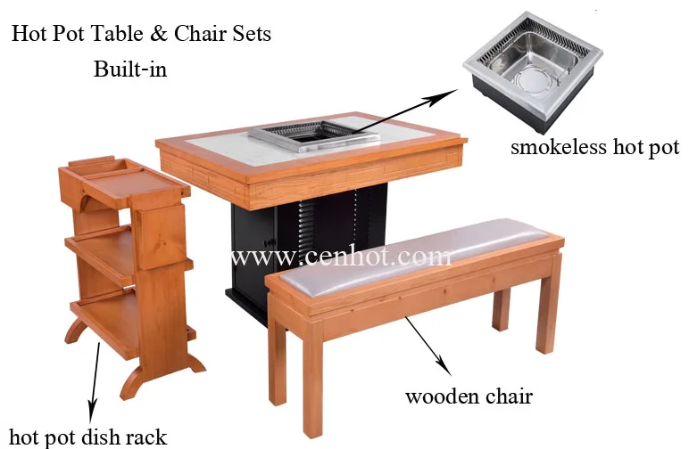 CENHOT And Chairs Sets Manufacturers for Restaurant Smokeless Hot Pot Tables Tisch