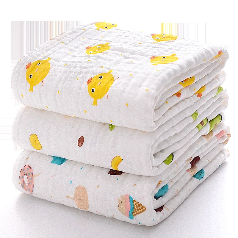 Wholesale 6 layer muslin blanket muslin double layer swaddle bamboo cotton scarf blanket for baby newborn kids