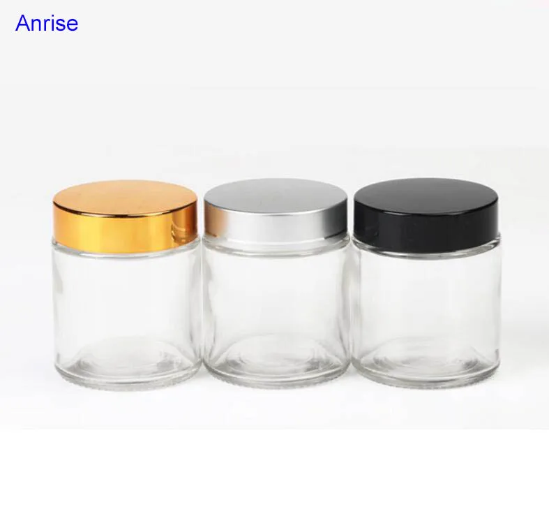 5ml 10ml 15ml 20ml 30ml 50ml 60ml 100ml Clear Glass Body Cream Jar Empty Gold Aluminum Lids Cosmetic Face Cream Jars
