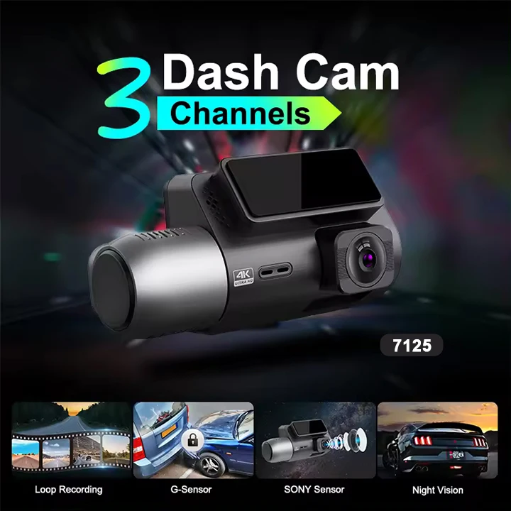 3 Lens HD 1080P Car Black Box WiFi Loop Recording Car DVR Camera 4K Tachograph Dashboard Camera Night Vision Dash Cam for Car