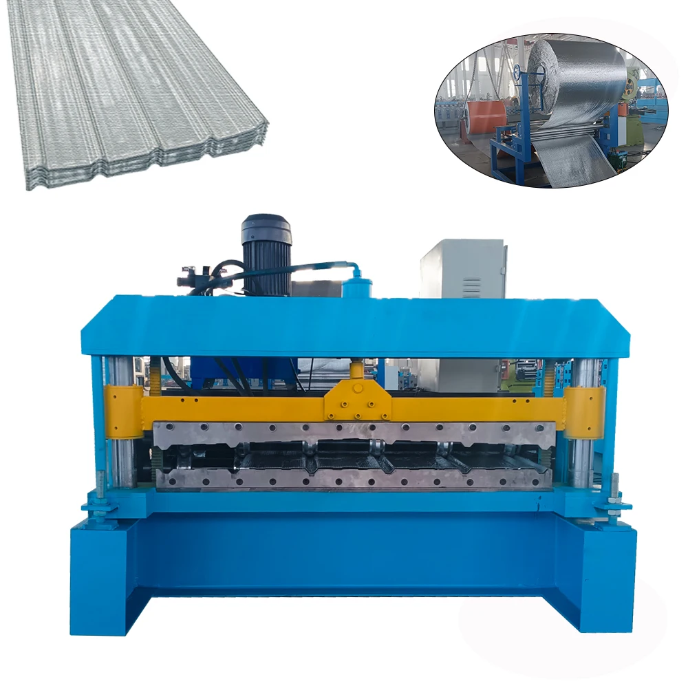 Film Laminating Zinc Glazed Tile Aluminium Roof Sheet Roll Forming Machine/Colored Steel Glazing Profile Panels Making Machine