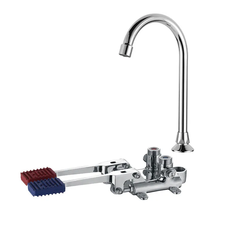 Automatic water mixing  Toilet Bathroom  Brass faucet valve Touchless Pedal flusher chromed finished