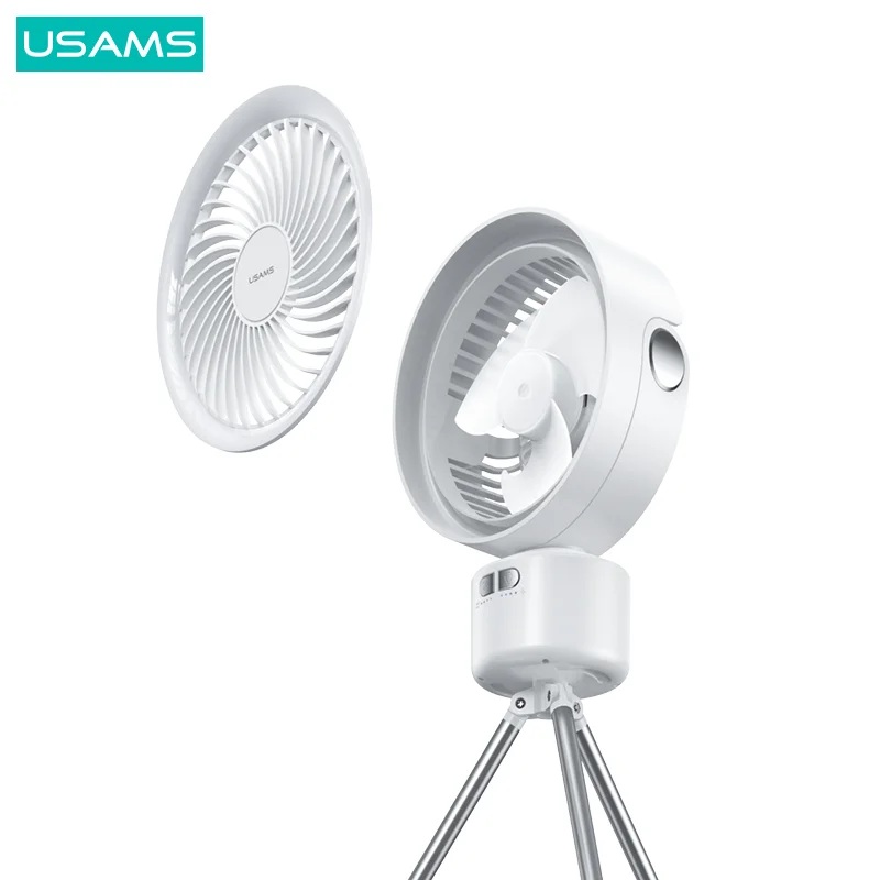 USAMS ZB258 outdoor camping fan with led light 4000mAh 4in1 design desk ceiling floor fan night light battery mini fan