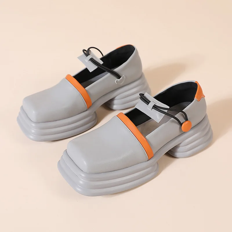 2021 autumn new retro Mary Jane shoes female cake bottom design color matching platform shoes woman