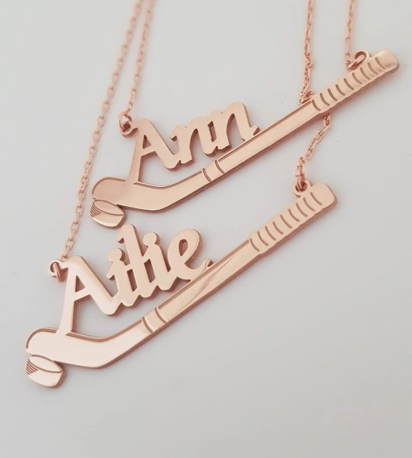 Stylish Stainless Steel Hockey Stick Pendant Personalized Name Jewelry for Hockey Lovers Custom Engraved Hockey Necklace
