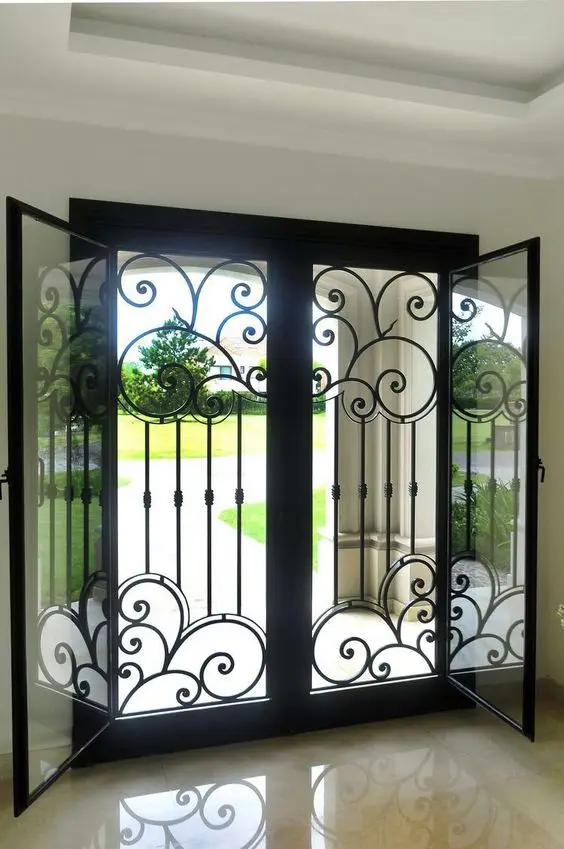 indian good cheap new wrought iron grill window doors designs