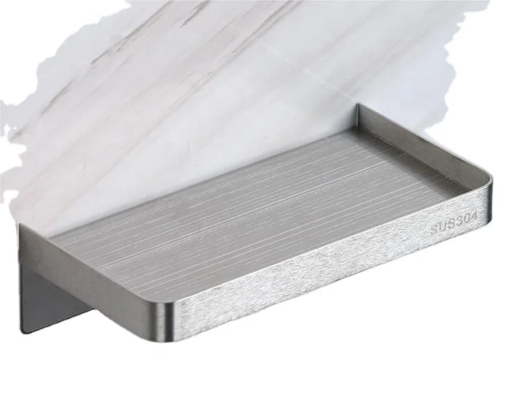 Black Single-Tier Metal Mobile Phone Toothbrush and Paper Towel Rack Free of Holes for Kitchen and Bathroom Storage