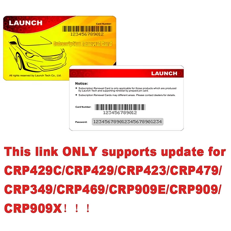 Renewal PIN Card  Launch X431 CRP123/CRP123X/CRP919E/CRP909/CRP919X