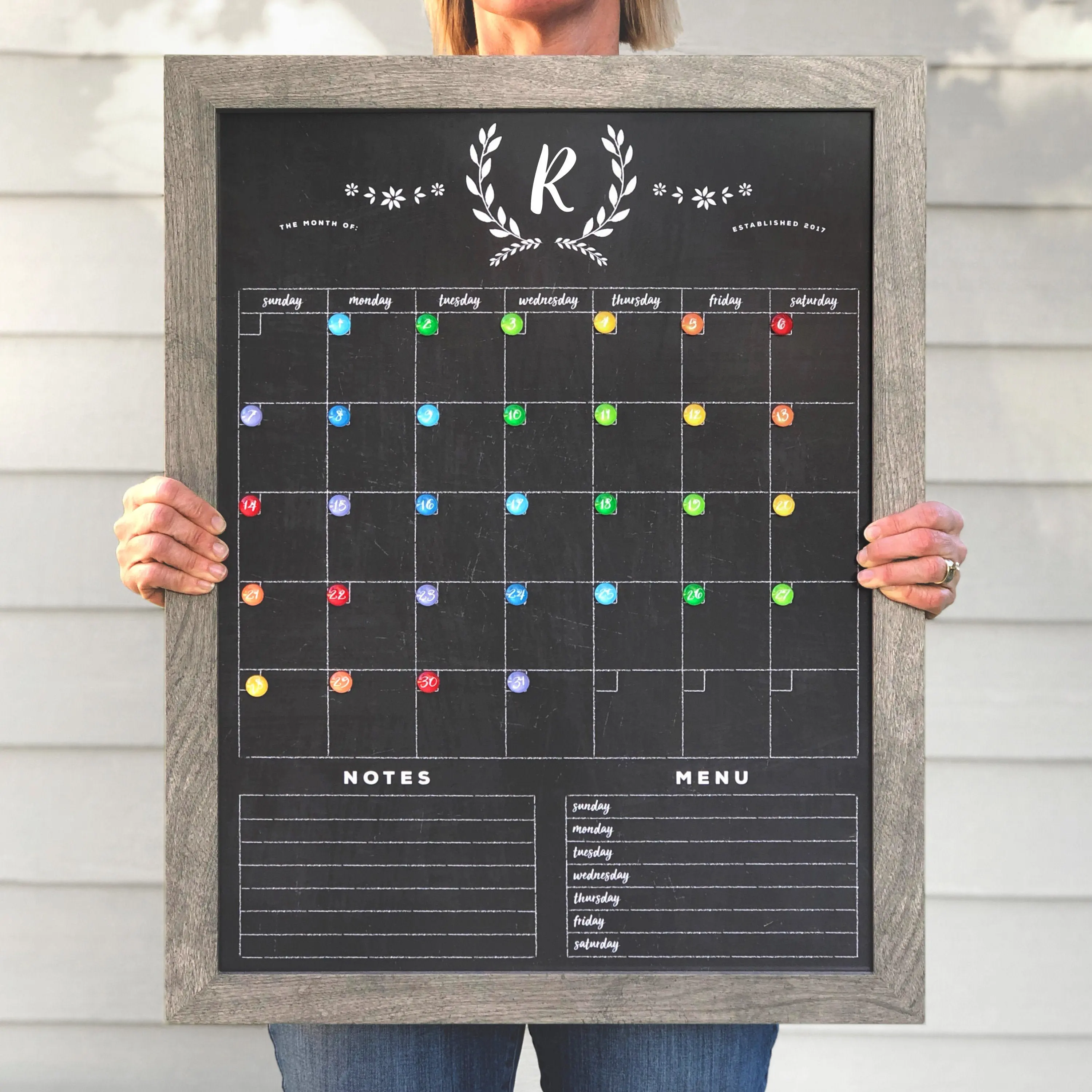 Wooden Framed dry Erase Monthly Calendar board