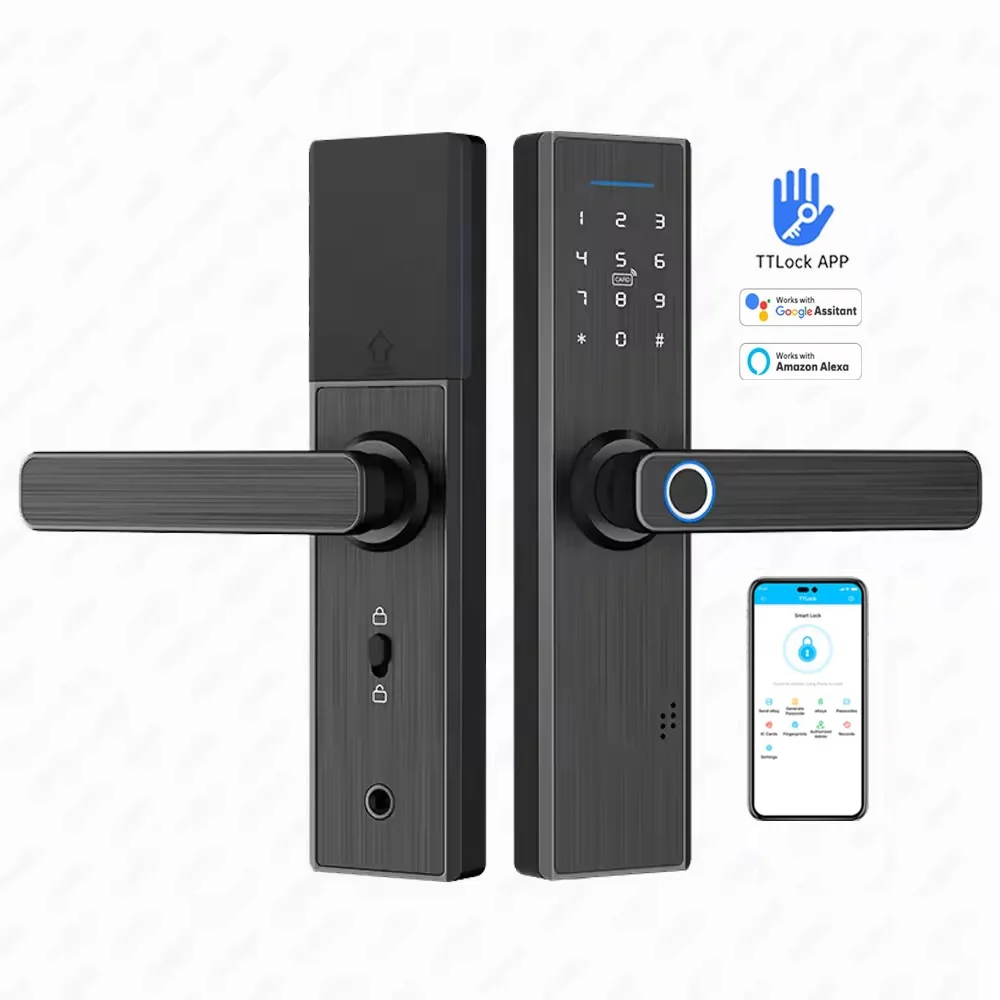 Biometric Home Electronics Fingerprint Code Door Lock Ttlock App Key Card Nfc Rfid Smart Lock Aluminum Alloy Safe Wireless Lock