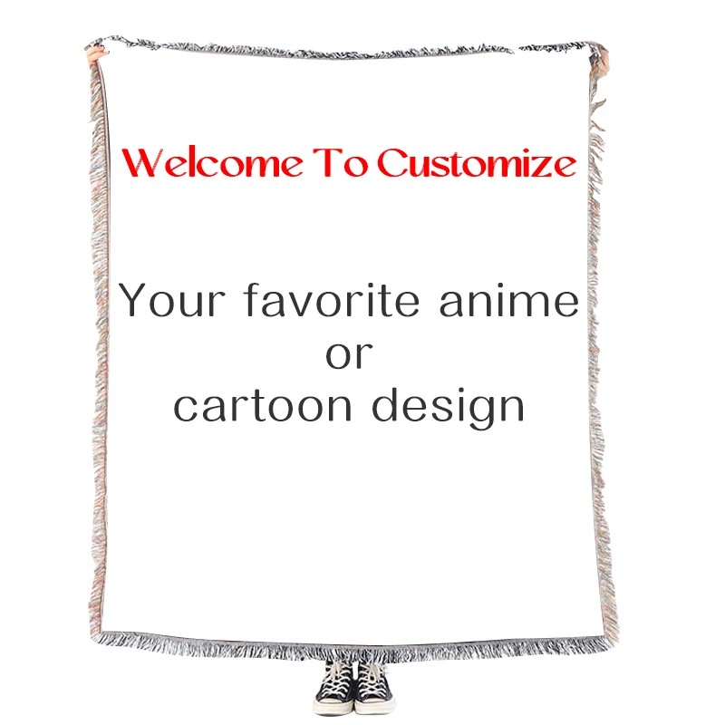 2024 Custom Elastic Anime Printed Sofa Covers Raschel Blanket with Solid and Cartoon Patterns Home Throw Tapestry