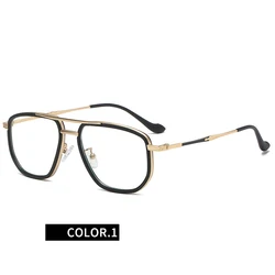 Мужские квадратные очки с защитой от синего света многоугольные металлические сильными петлями