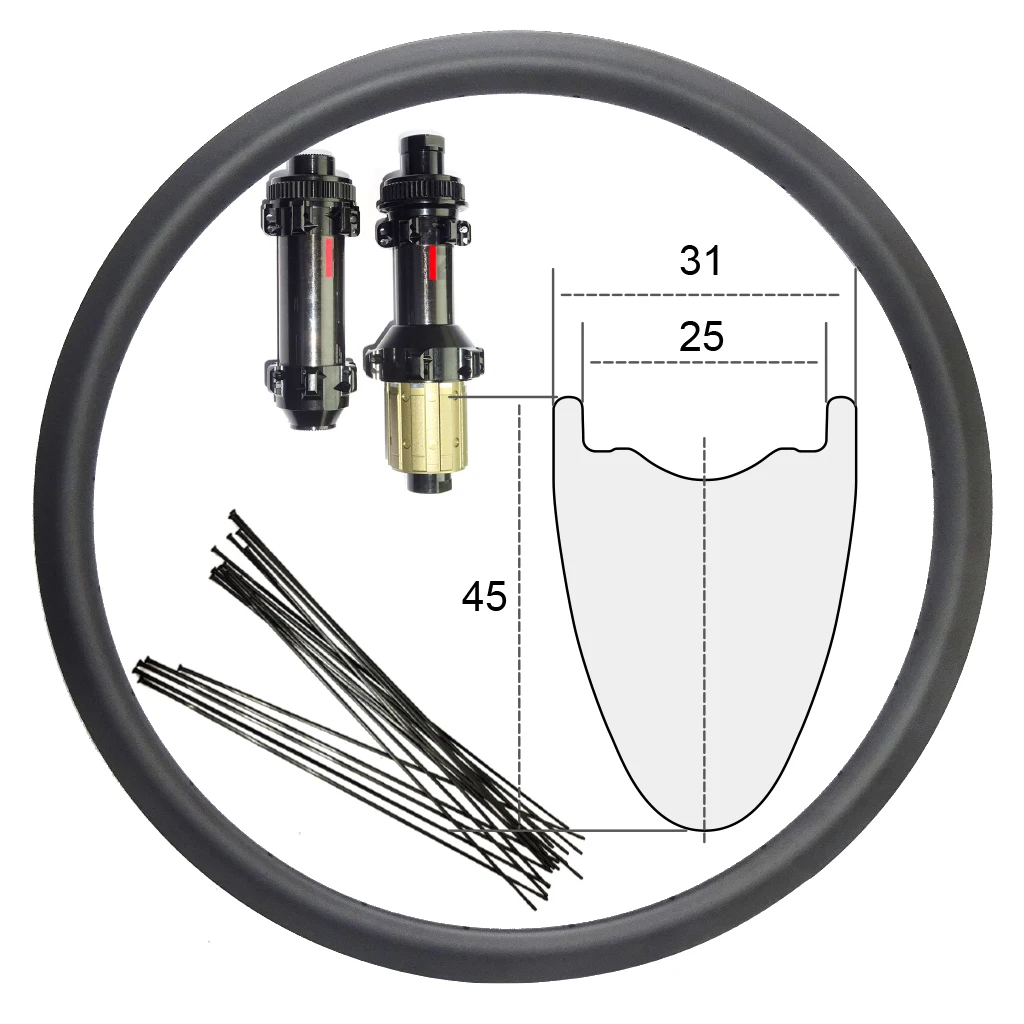 Full Carbon Bicycle Wheel 700c 45mm Novatec Boost Disc Brake AllRoad Gravel Road Bike Rim12mm Thru Axle Sapim cx-ray Spoke