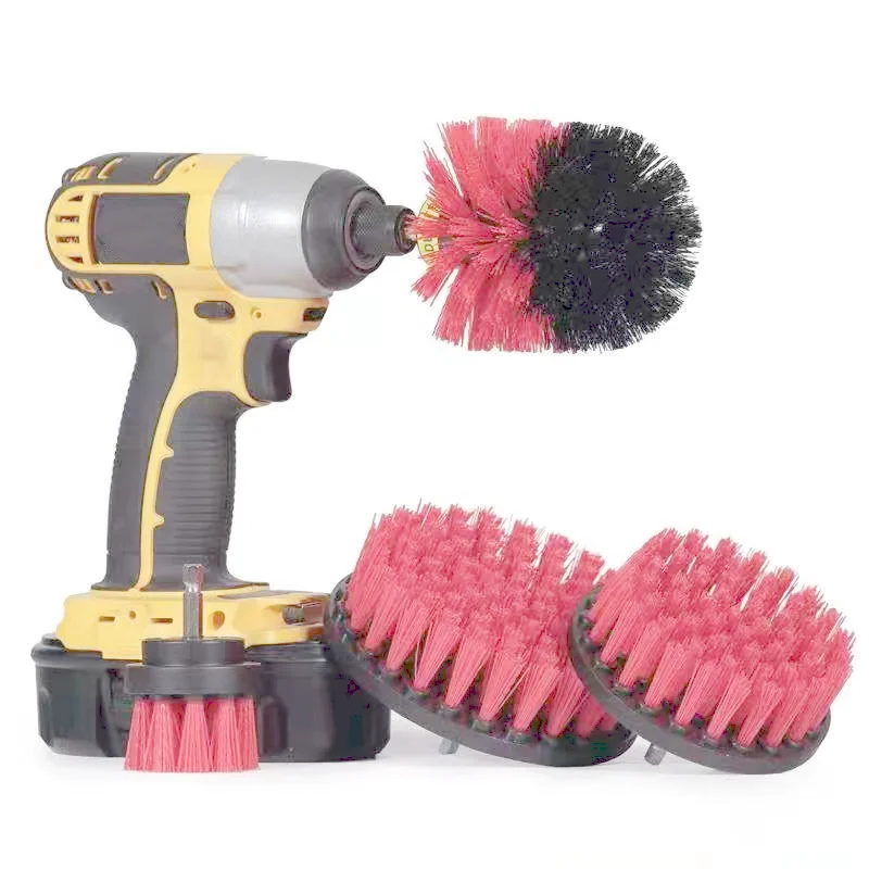 Electric Cleaning Brush Set of 4 Electric Drill Cleaning Floor Tile Car Wash Brush Multifunctional Kitchen Brush with Long Rod 1