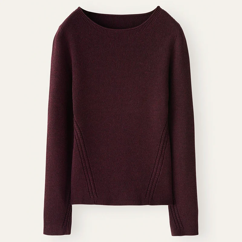 Hot Pure 100% Wool Round Neck Fashioned Pullover Full Needle Stitch with Pattern for Womens Knitwear