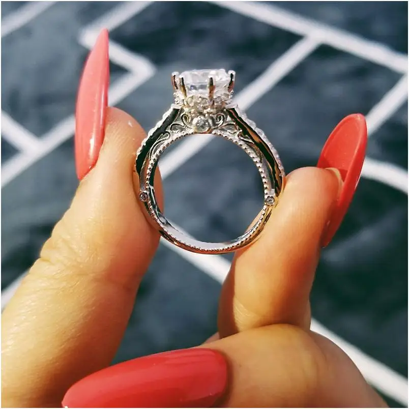 Women Silver Ring Stone Couple Set Stainless Steel Cubic Zirconia With Diamond Sets Gemstone Lab Wedding Black Mens Thick Ring