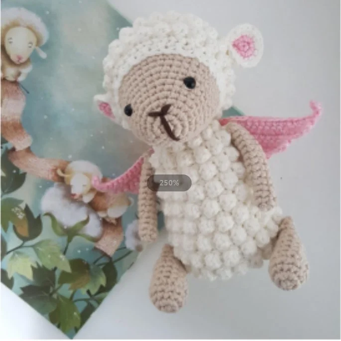 Safe Wooden Baby Rattle Teether Toys Fashion Handmade Soft Animal Shape Sheep Baby Crochet Toys