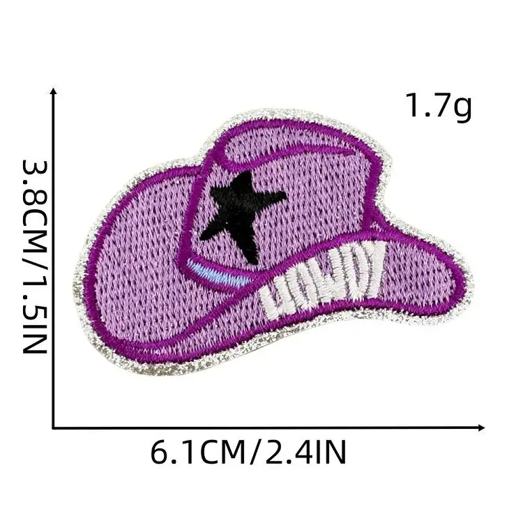 Wholesale RTS  western yall iron on denim patches in bulk heat press small size tiger mascot cowboy hat patches for hat making