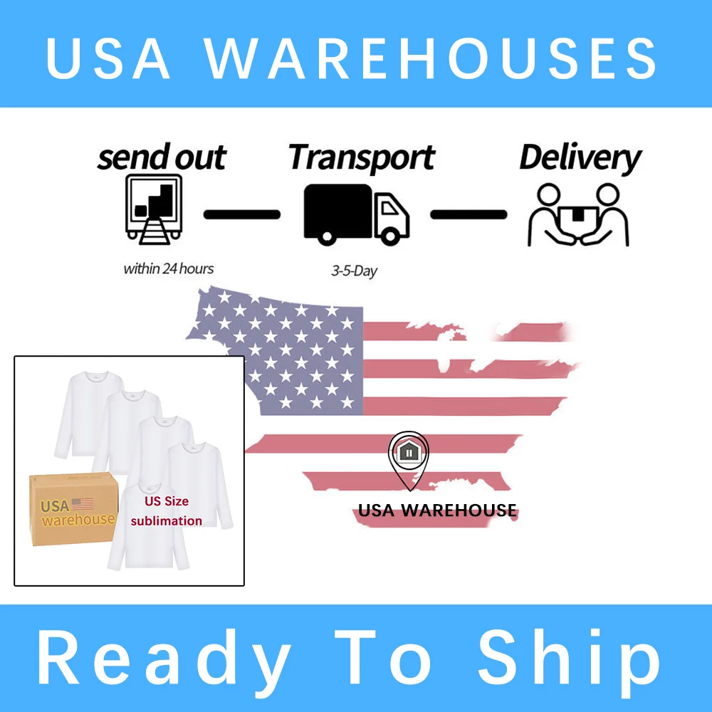 long sleeve t-shirt for men unisex Sublimation USA warehouse custom Logo heavyweight polyester long sleeve sublimation shirts