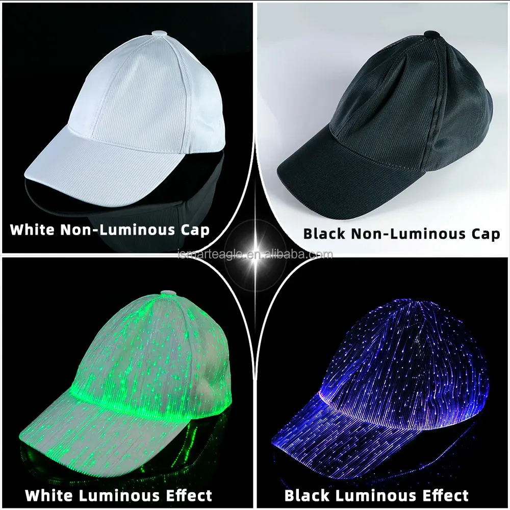iSmart Party Rave Fashion LED Light Up Sport Hat Glowing Flashing Baseball Hat Luminous LED Fiber Optic Hip Hop Hat