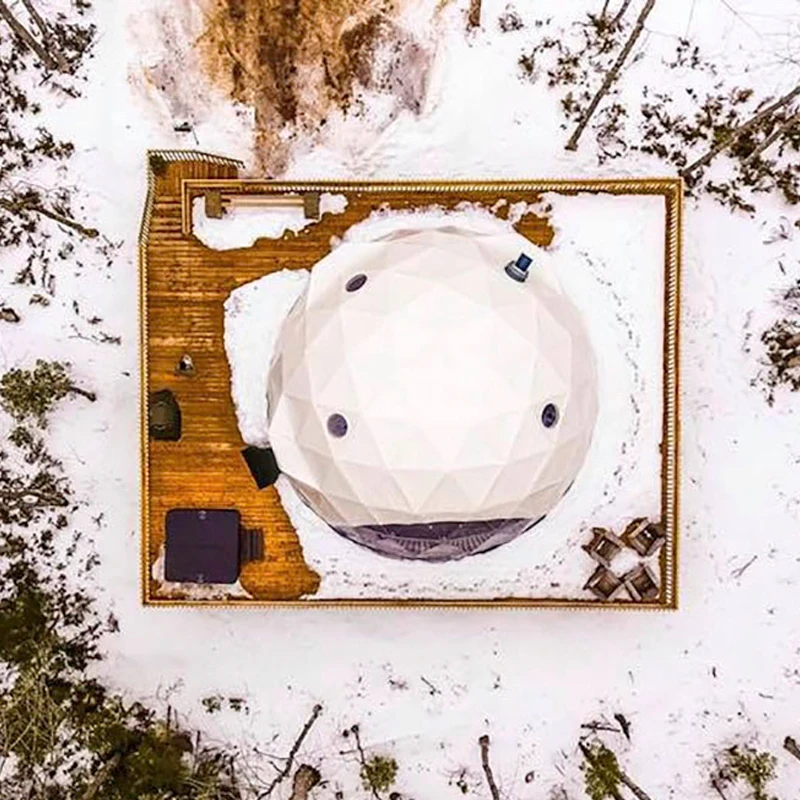 Winter House Waterproof PVC Cover Geodesic Glamping Dome Tent