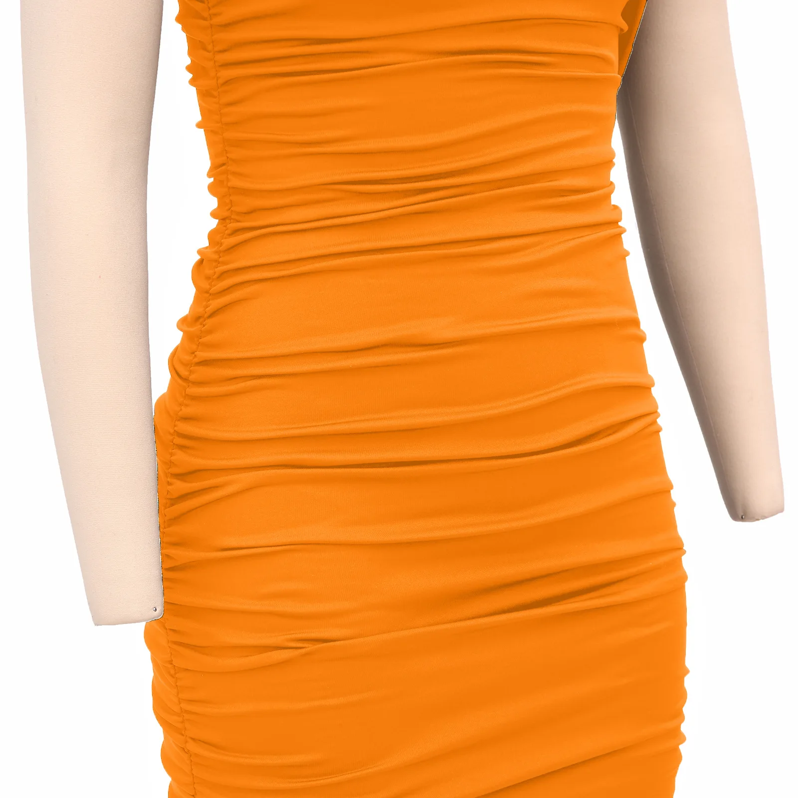 White Bodycon Midi Dresses Women One Shoulder Backless Ruched Summer Dress Vestidos Sexy Night Club Party Casual Dress 2022