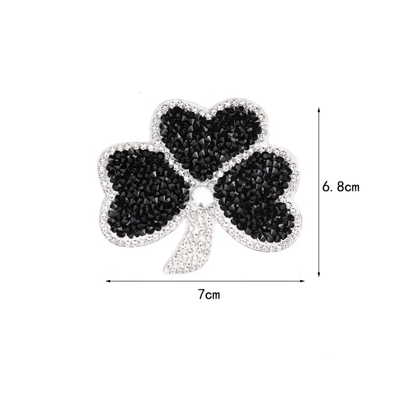 Wholesale Fashion Dress DIY Accessory Iron On Patch Hot Melt Black And Clear Crystal Rhinestone Flower Applique Patch