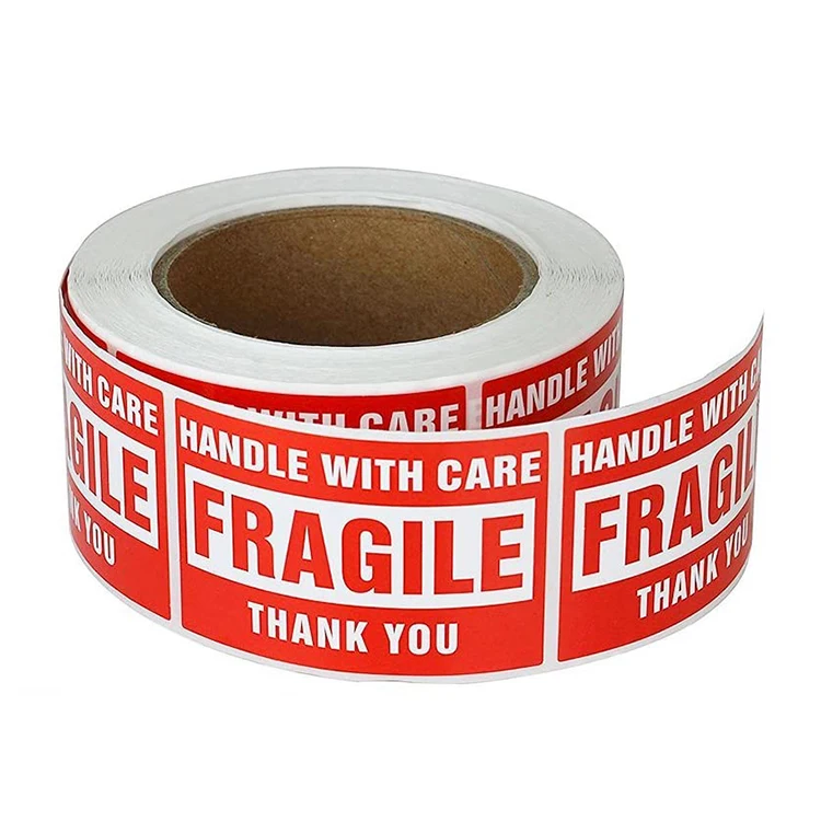 High Quality Fragile Label  Permanent Adhesive Care Fragile Warning Packing Shipping Label Rolls