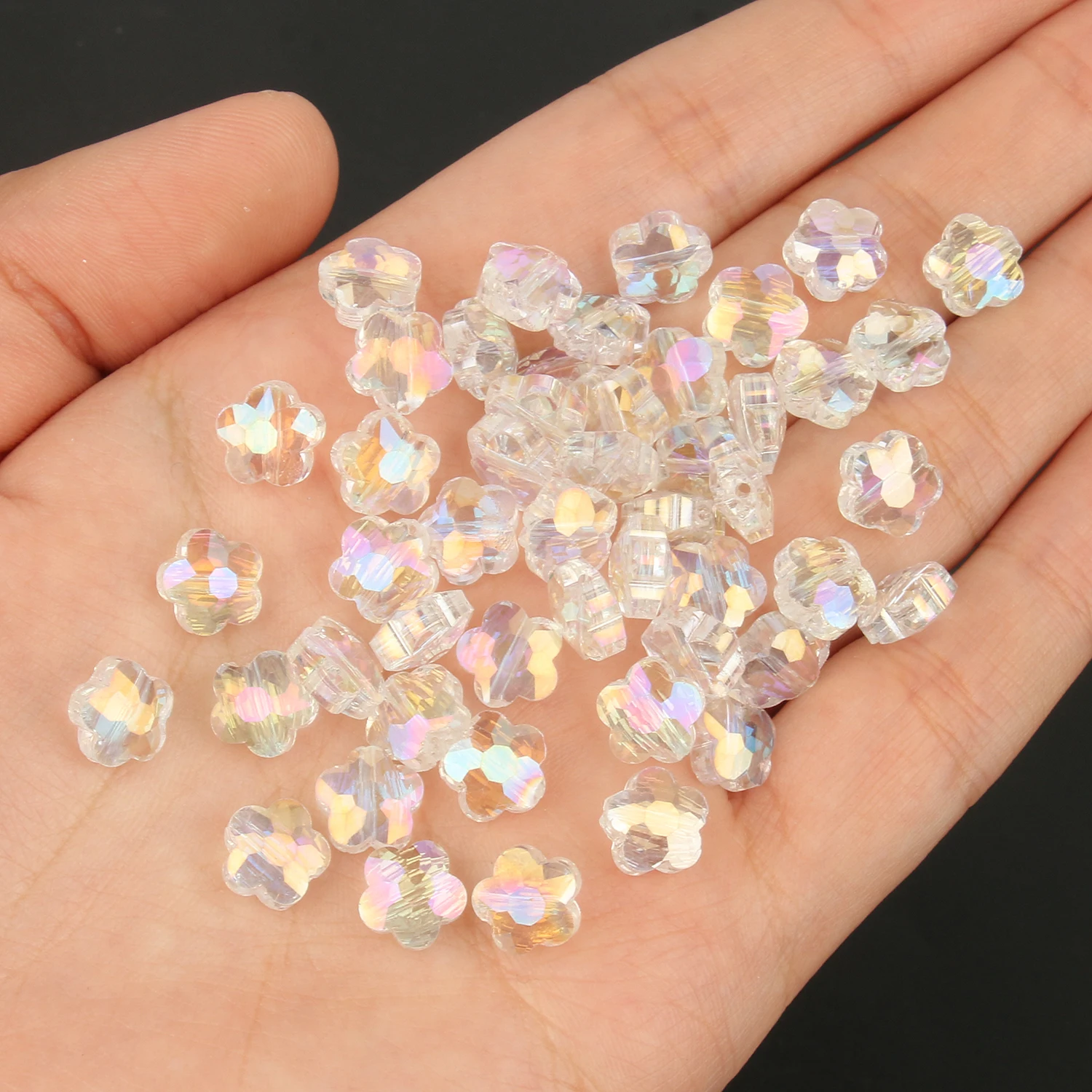 8MM Faceted Flower Shape Black/White/Blue Glass Crystal Beads For Bracelet Jewelry Making DIY