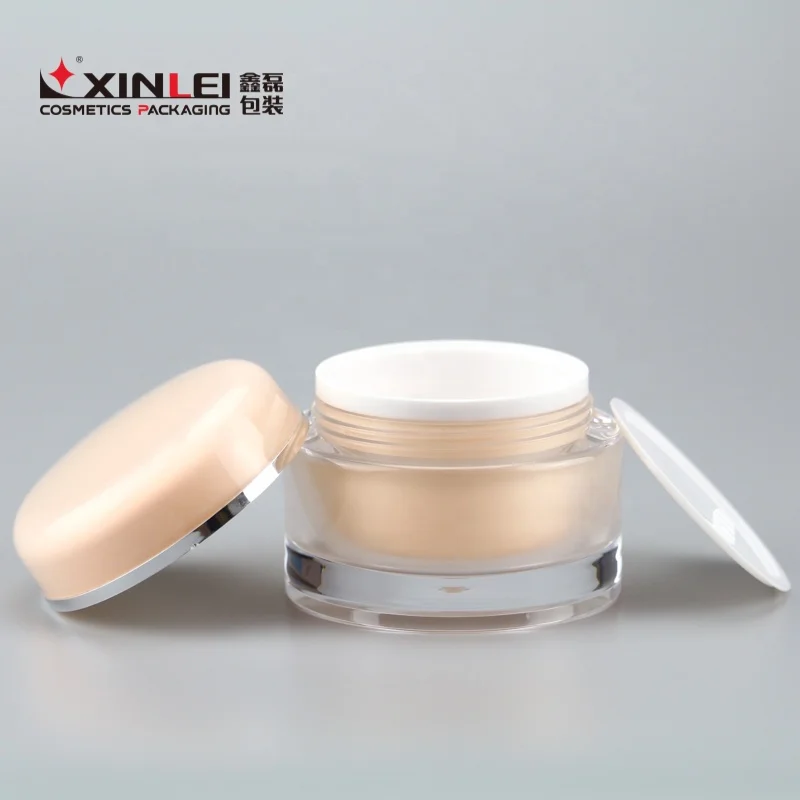 
Customized size logo and color light orange acrylic cosmetic sample jar 50ml 