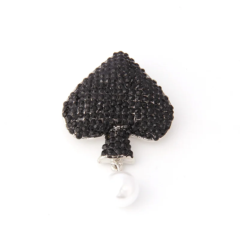 V & R Модные украшения пользовательские родием Брошь булавки jet проложить камень spade акрил жемчуг для женщин брошь булавки