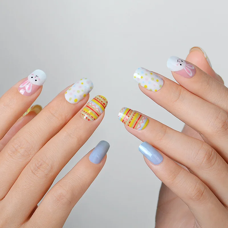 Beautiful Wholesale Cover Korean Nail Stickers Nail Decals Stickers Semi Cured Gel Nail Strips