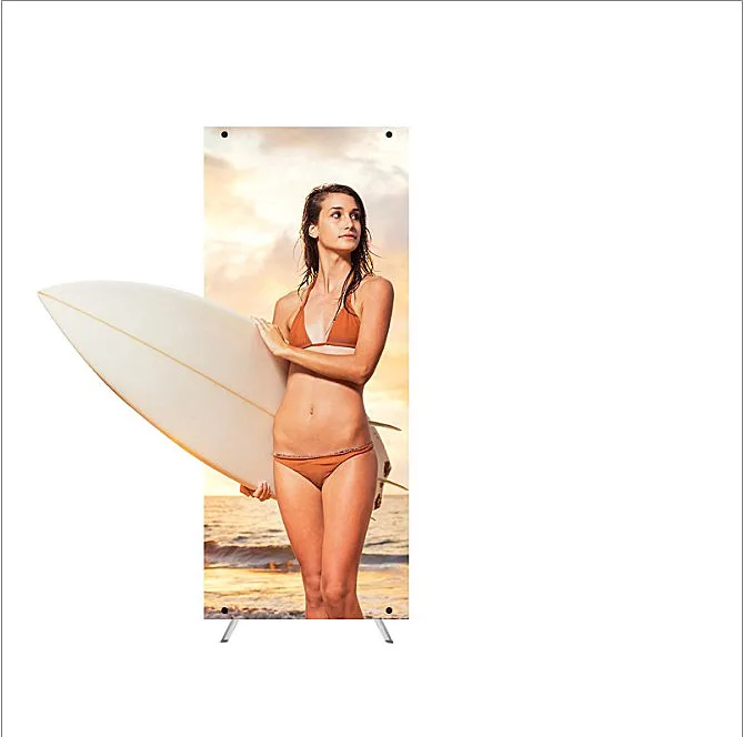 Adjustable American Type X Banner Stand Advertising Push Up Rollup standee PVC printing