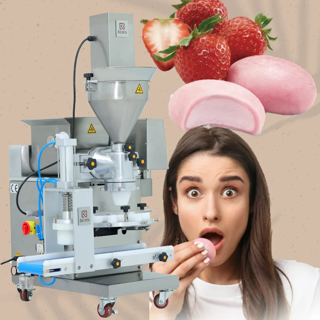 Automatic Double Filling Mochi Ice Cream Making Machine Mochi Stuffing Encrusting Machine