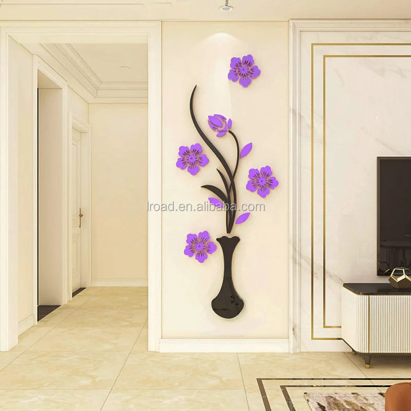 Custom Flower shape 3D acrylic Wall Stickers For Home Decoration