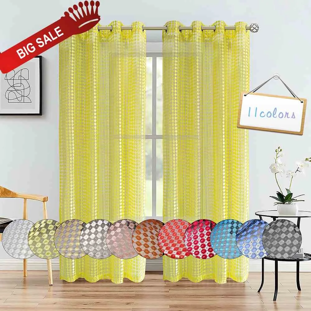 Modern nice dyed ring grommet wholesale curtains luxury for window door living room decorate cheap stock tulle curtain