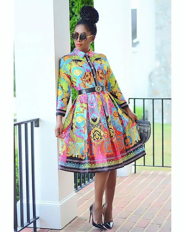 
M to 3XL 2021 New Trendy Sexy A Line Digital Printed African Women Casual Dress 