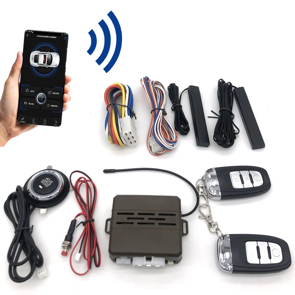 Wholesale Auto Passive PKE Keyless Entry System Alarm System with Push Button Start Stop 12V Mobile Phone APP Start Engine