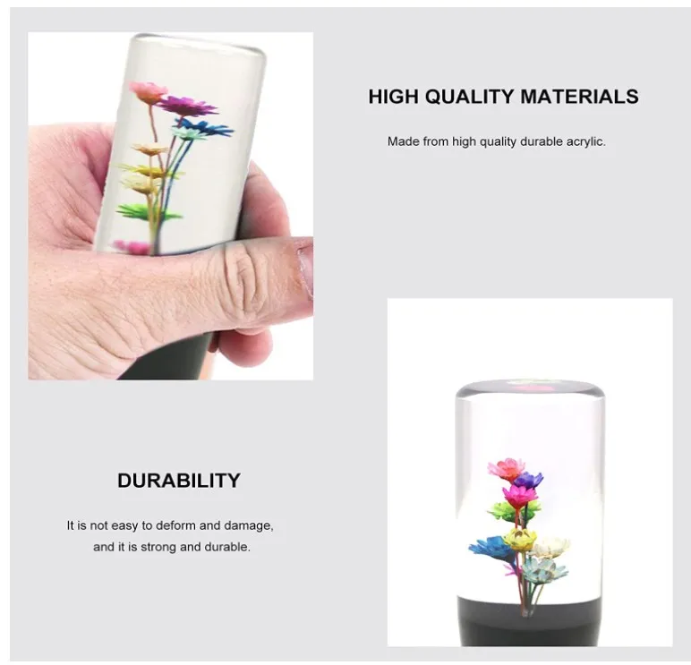 Crystal Manual Gear Stick Shifter Knob 10CM Real Flower Shift Knob Universal Shift Head Bubble Shift Gear Knob UNIVERSAL