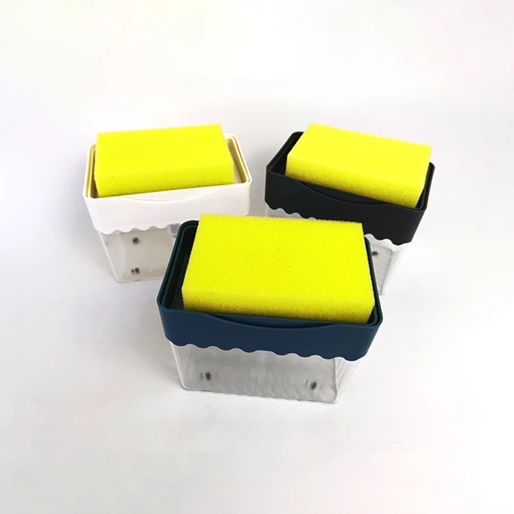 
Christmas Gift Factory Wholesale Creative Kitchen 2-in-1 Manual Press Liquid Soap Dispenser With Sponge 