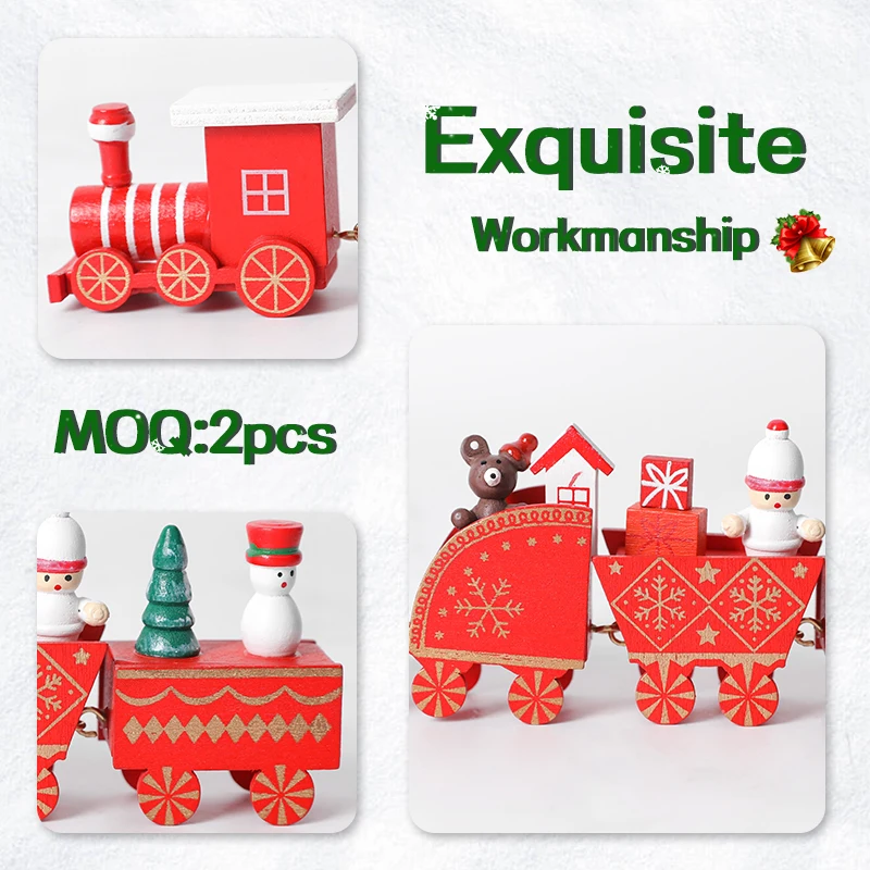 Kids Toys Christmas Train Wooden Home Christmas Decoration Ornament Festival New Year Gift